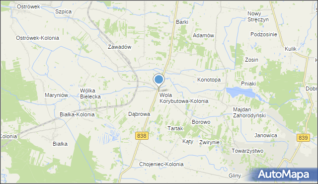 mapa Wola Korybutowa-Kolonia, Wola Korybutowa-Kolonia na mapie Targeo